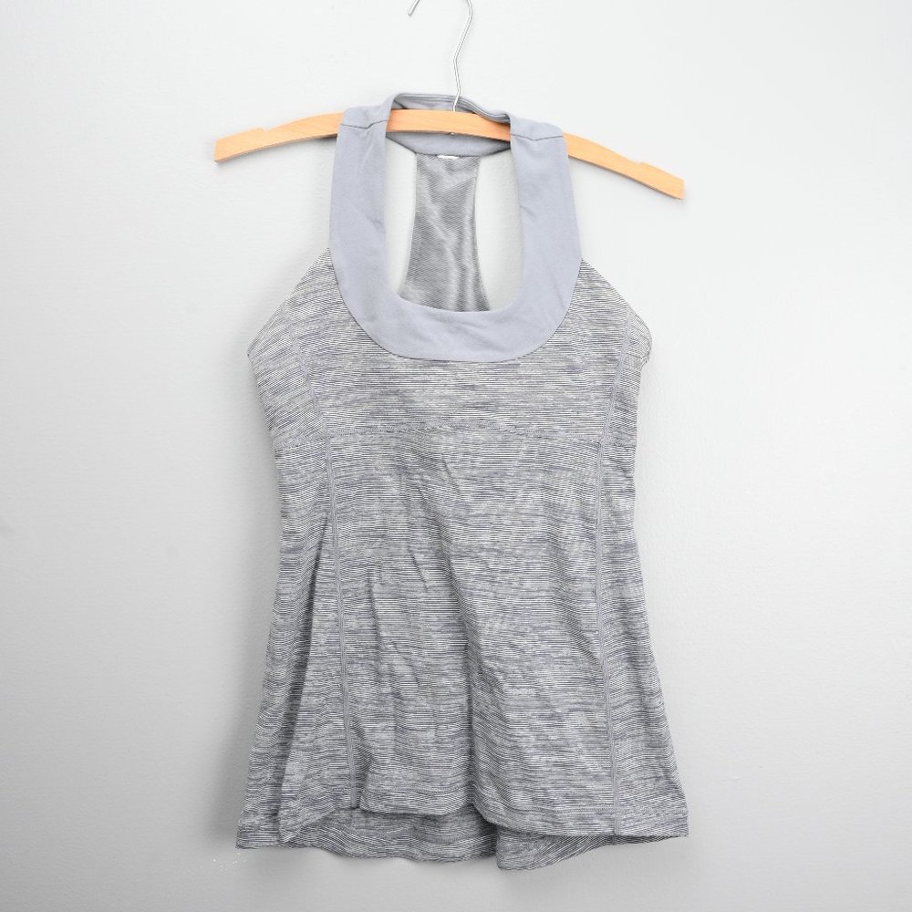 Lululemon Grey Striped Tank - Racerback & Scoop Neck - Sz S - Yoga / Running